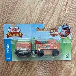 Thomas & Friends Flynn Wooden Fire Engine Toy - Red & Gold Accents wood NEW